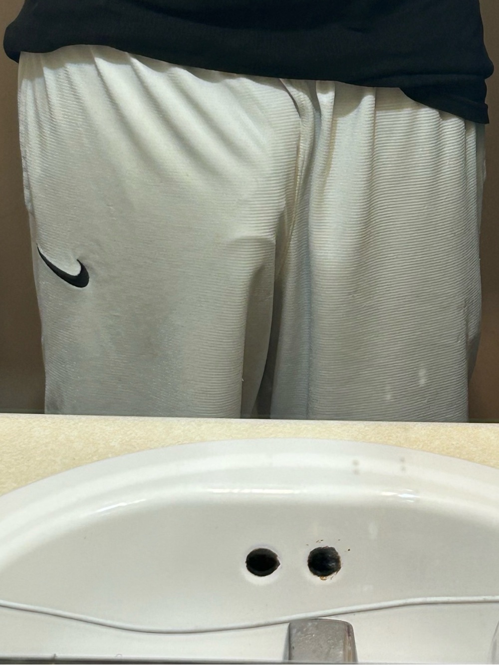 Nike Men’s White Athletic Shorts with Black Swoosh